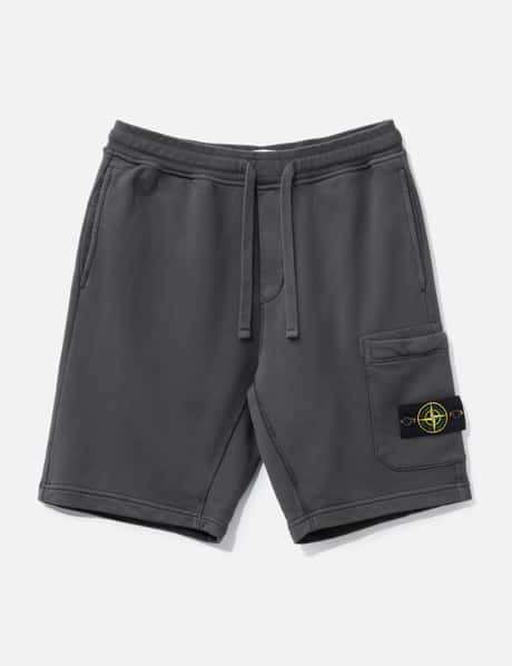 Stone Island Organic Cotton Fleece Cargo Bermuda Shorts