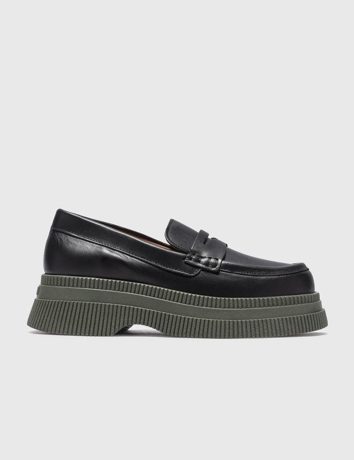 Ganni Creepers Wallaby Leather Loafer In Black
