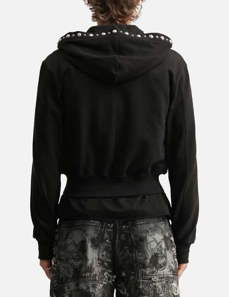 Studded Line Cropped Zip-Up Hoodie view 12