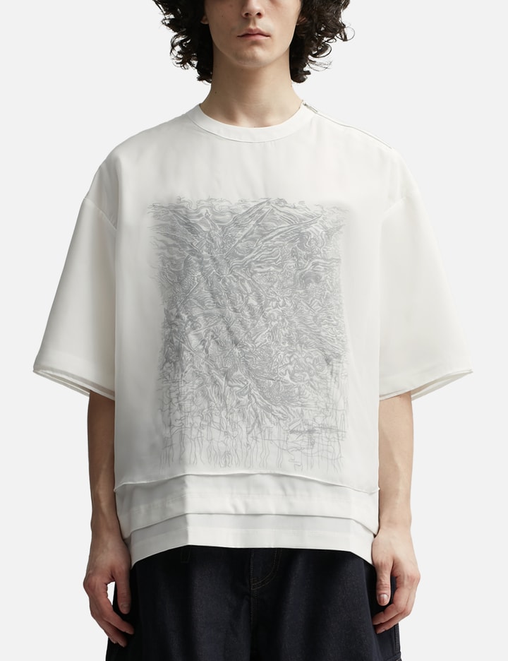 Shop Songzio Veiled Layered Embroidered T-shirt In White