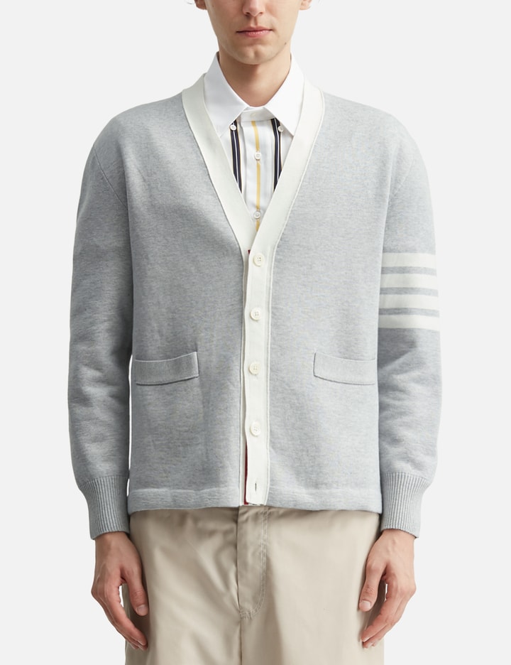톰브라운 Crest Intarsia Jacquard 4-Bar Rugby Fit Cardigan
