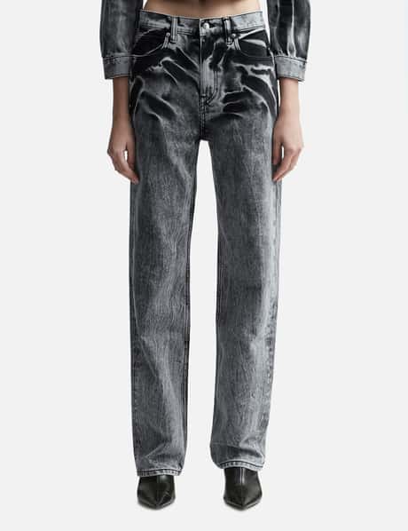 T By Alexander Wang Blade Logo-embroidered Ez Mid-rise Wide-leg Jeans