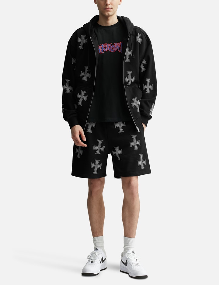 Black / White Cross Rhinestone Shorts Placeholder Image