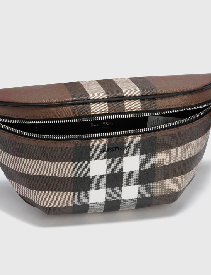 Burberry, Checked Coated-Canvas Pouch, Men, Gray