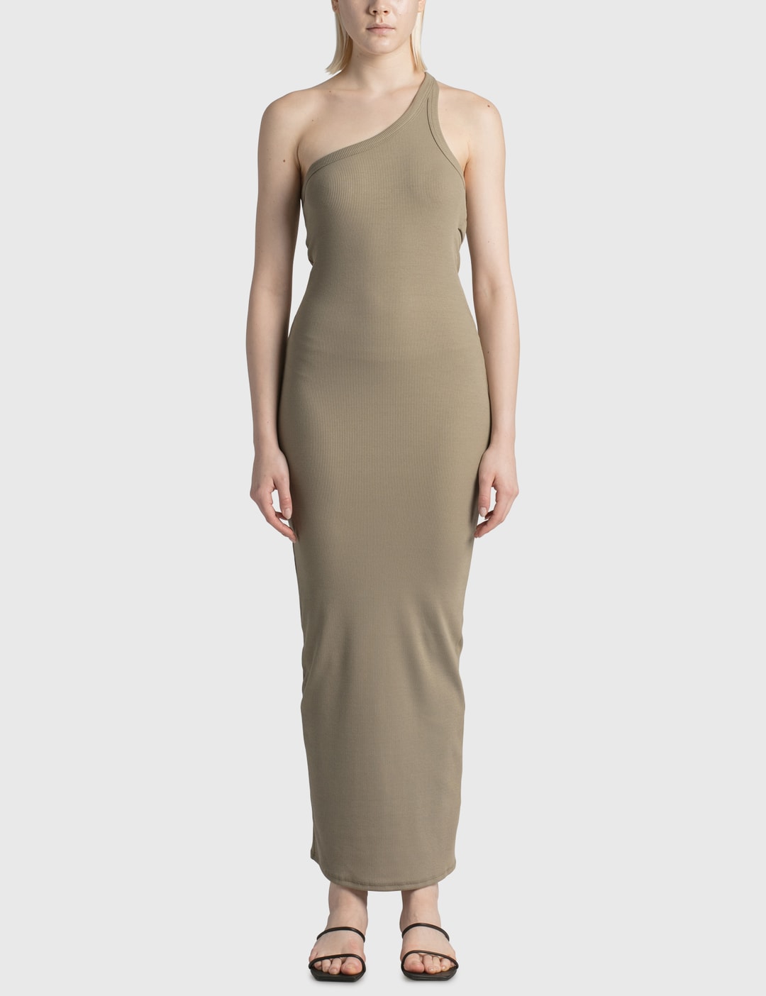 knee length dresses for ladies Elva - Off White Plunge Neck Panel Dress main image 1