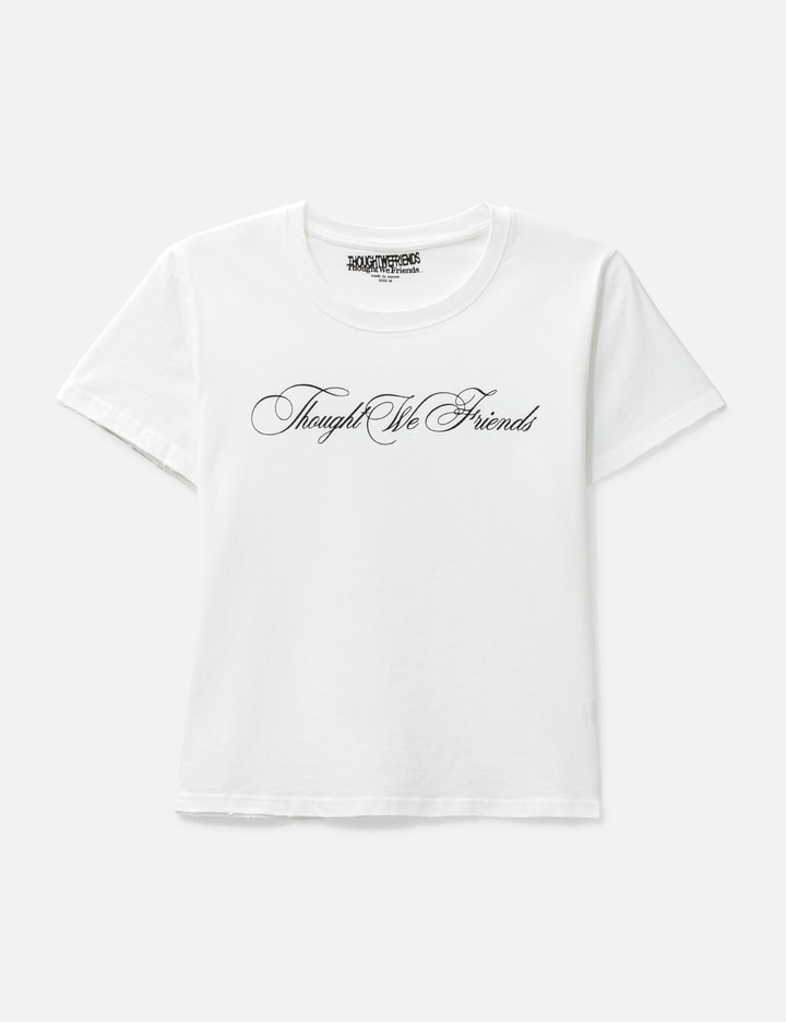 Thought We Friends "Sera" Cursive Fitted T-Shirt In White