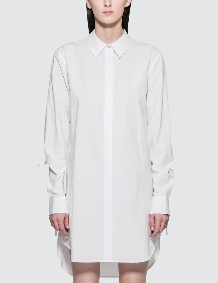 alexander wang poplin shirt dress Ruched cotton-poplin mini shirt dress - white
