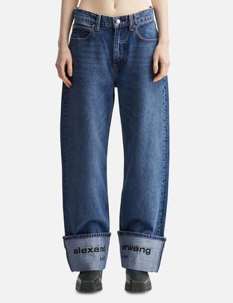 T By Alexander Wang Logo-Embroidered Mid-Rise Jeans