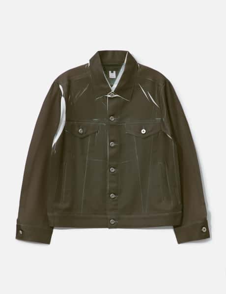 CDG SHIRT Ink Printed White Trucker Jacket