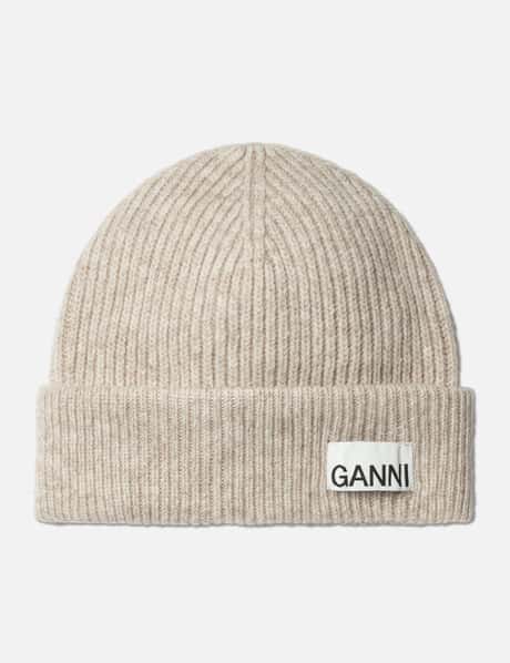 Ganni Fitted Wool Rib Knit Beanie