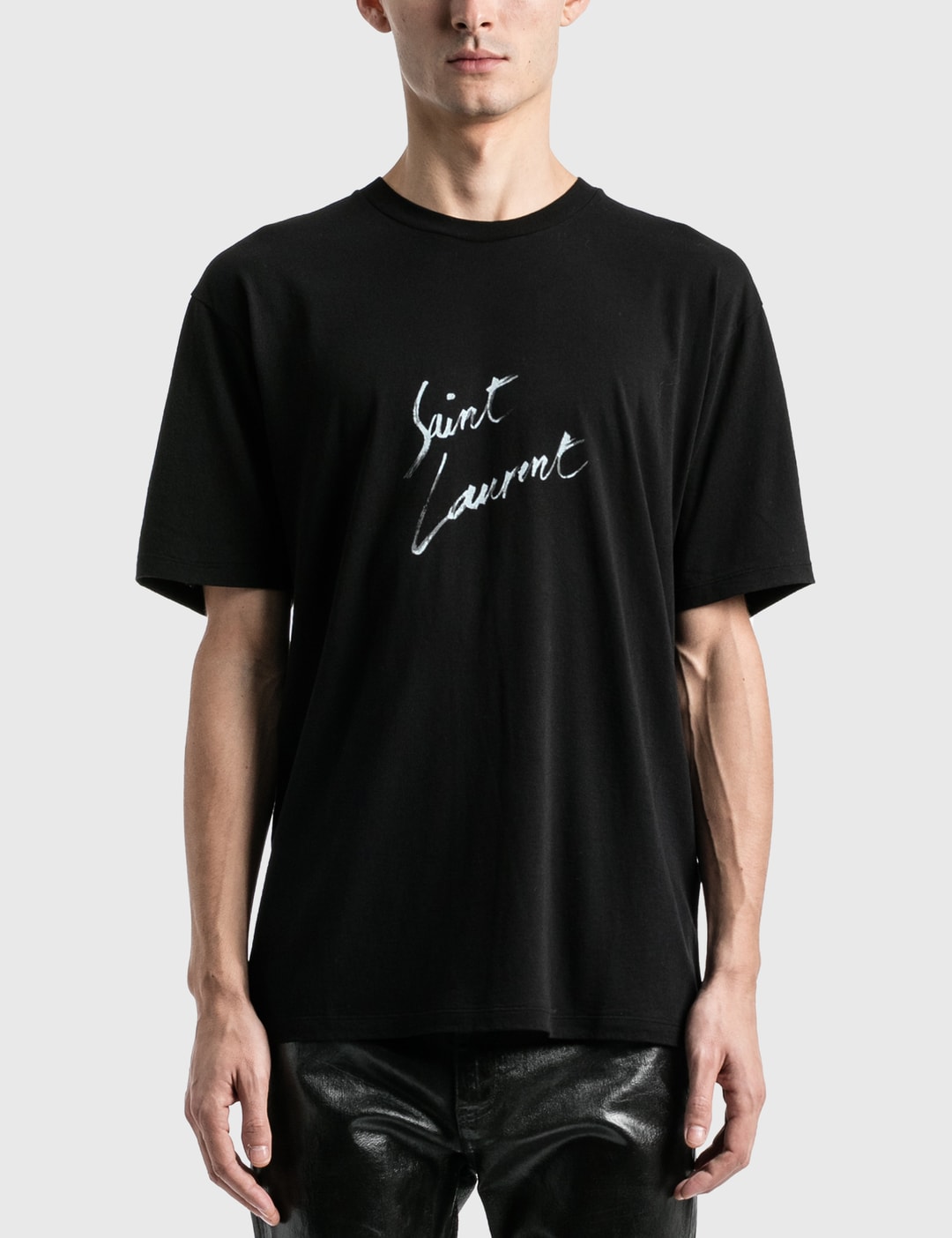 Mens Tshirts Saint Laurent Signature T Shirt Oversized Saint