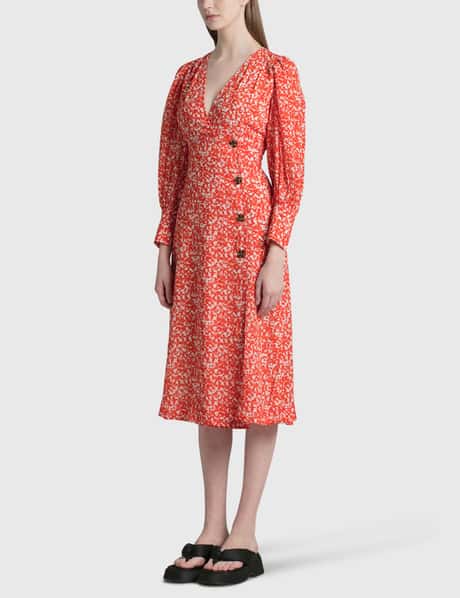 ganni crepe midi dress Printed Crepe U-neck Midi Dress