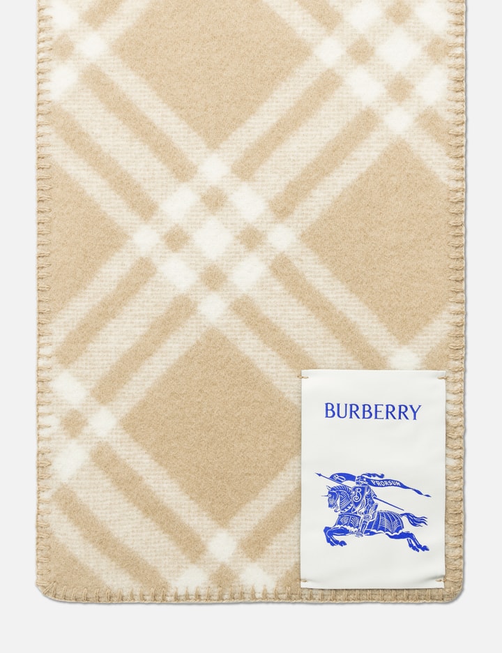 Shop Burberry Check Wool Scarf In Beige