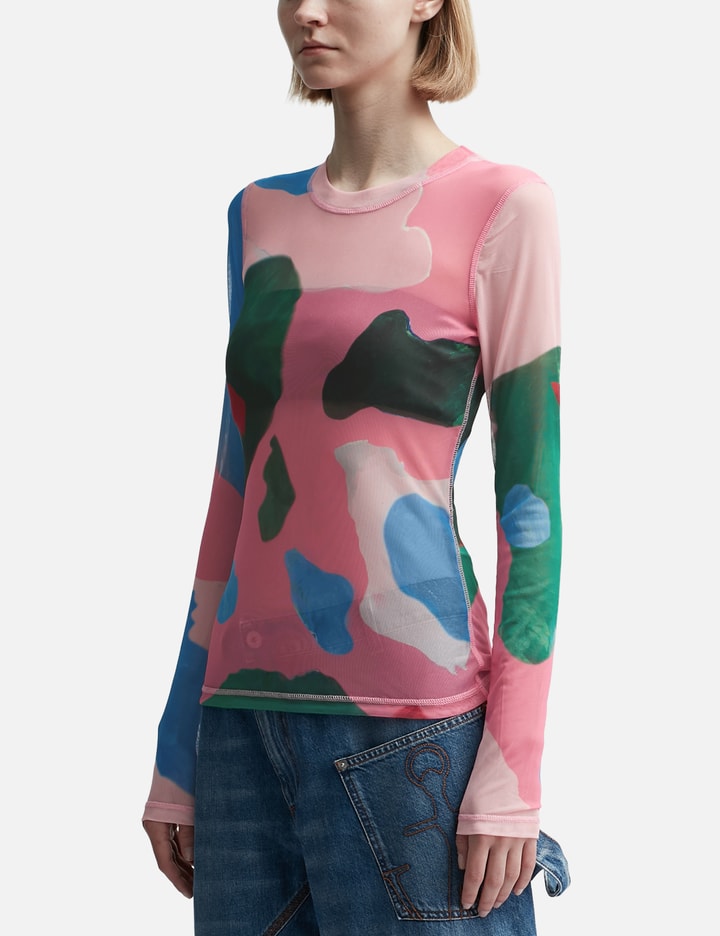 Shop Jw Anderson Long Sleeve Mesh Top In Multicolor