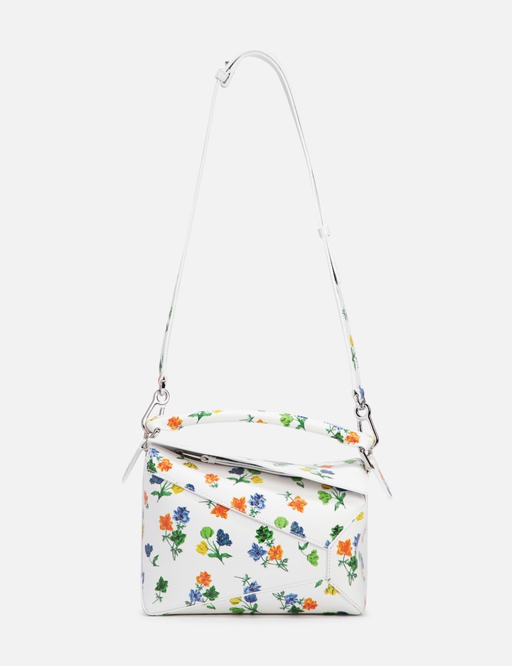 Shop Loewe Small Flower Puzzle Edge Bag In White