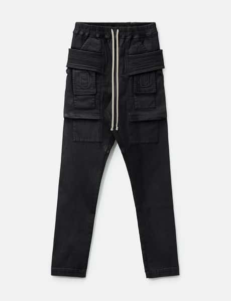 Rick Owens Drkshdw WAXED STRECH DENIM CREATCH CARGO DRAWSTRING