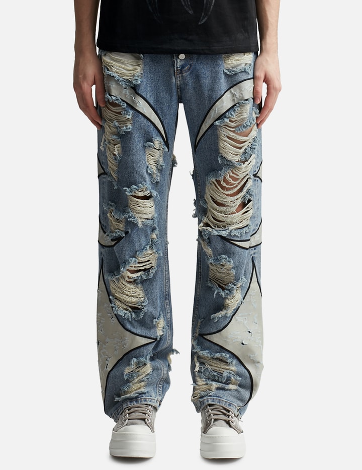 Moon Star Distressed Denim Jeans Placeholder Image