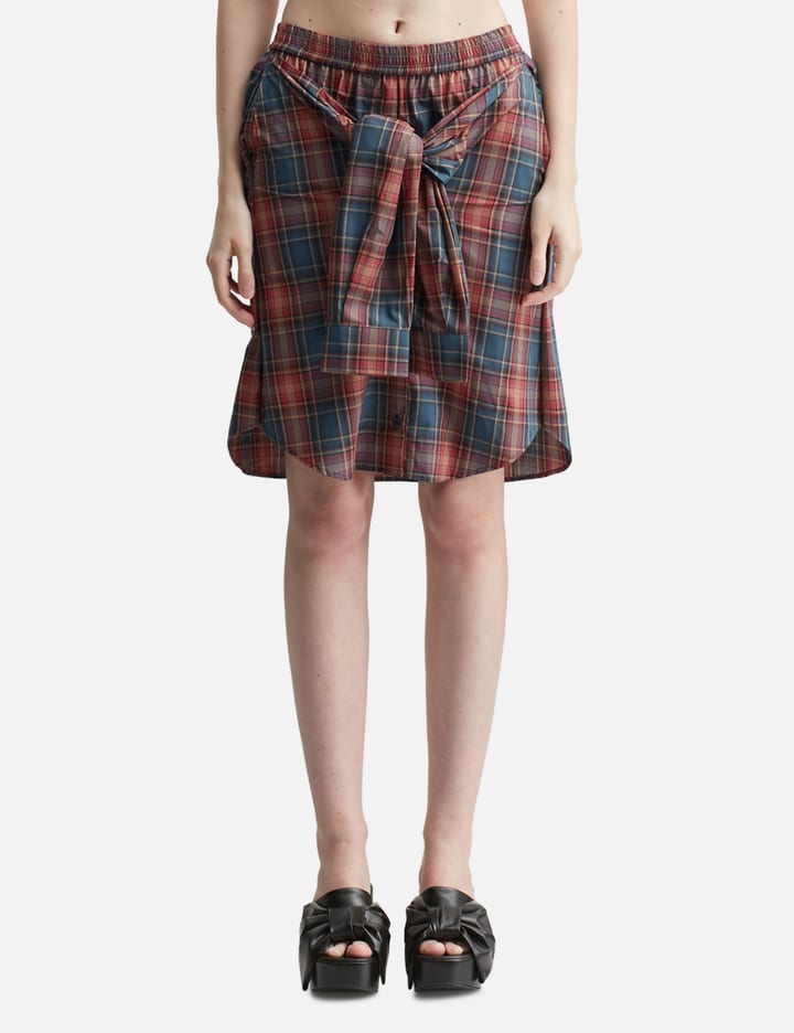 Check Shirt-Wrapped Skirt Pants