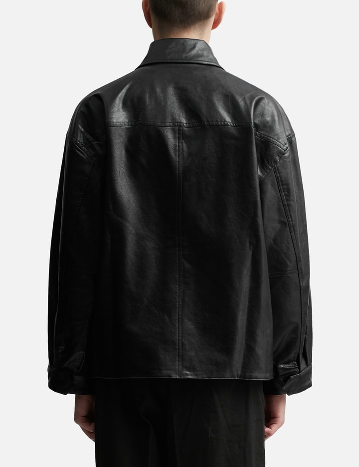 Black Synthetic Leather Slant Jacket Placeholder Image