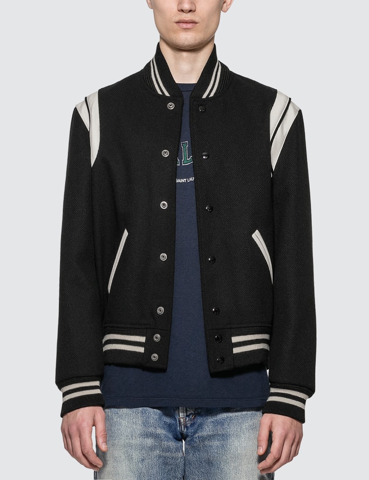 Buy SAINT LAURENT Black Teddy Jacket in Wool for MEN in Bahrain