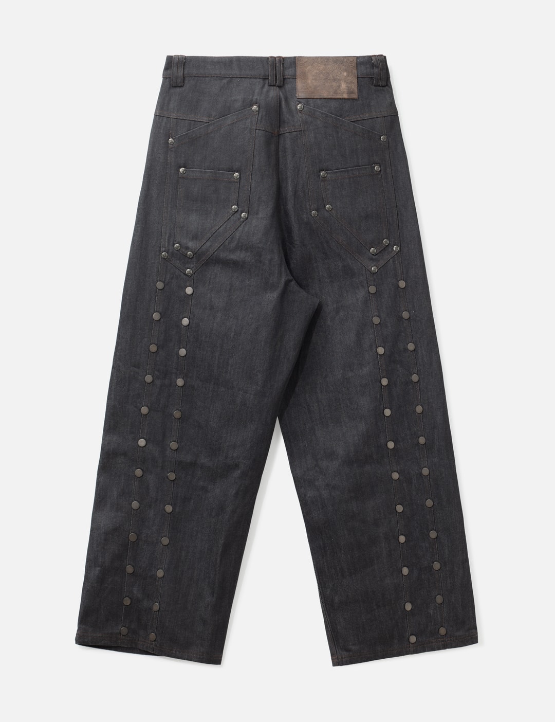 "Devlin" Studded Waxed Japanese Raw Denims In Blue view 9