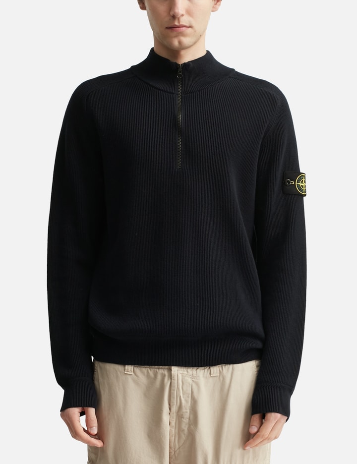 Stone Island Ribbed Soft Organic Cotton Half-Zip Jumper