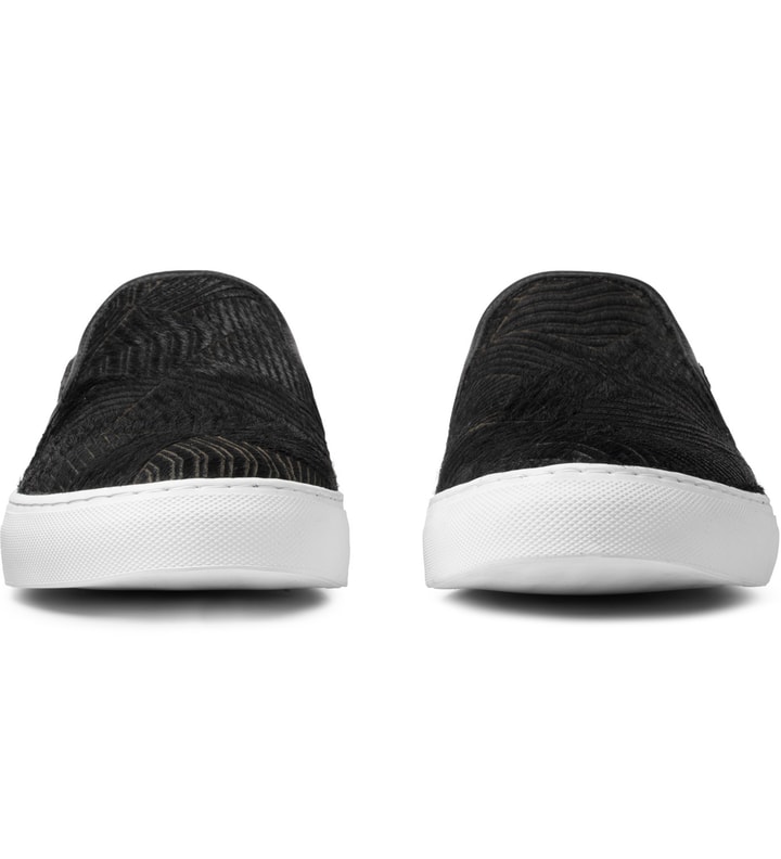 Black Lasercut Haircalf Garda Slip-On Shoes Placeholder Image