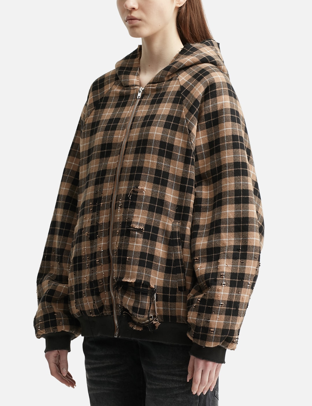Plaid Shearling Hoodie view 8