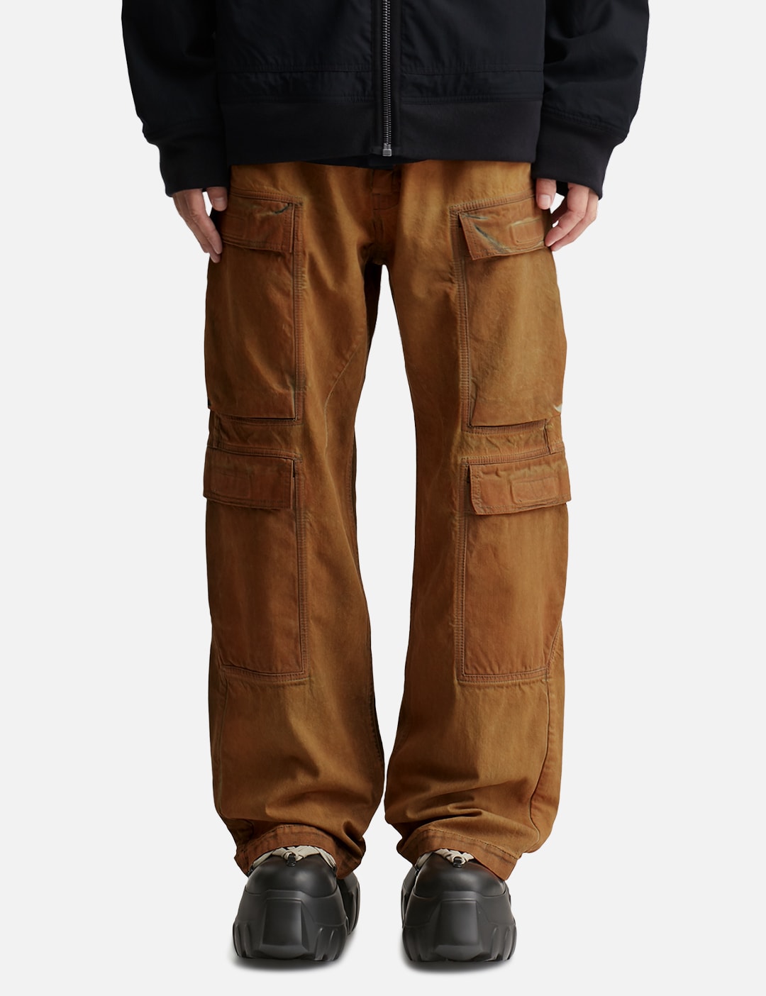 Double Cargo Jeans In Orange Wash Denim view 11