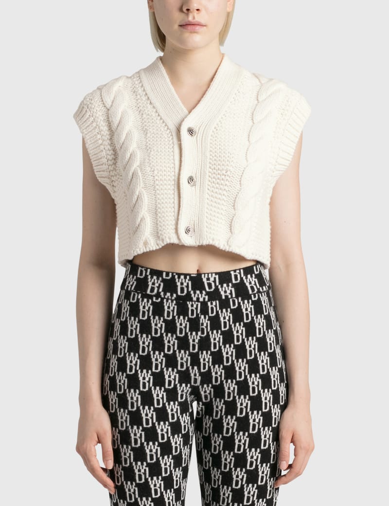 We11done - V Neck Crop Knit Cardigan 