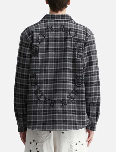 Oversized Embroidered Flannel Shirt Jacket view 12