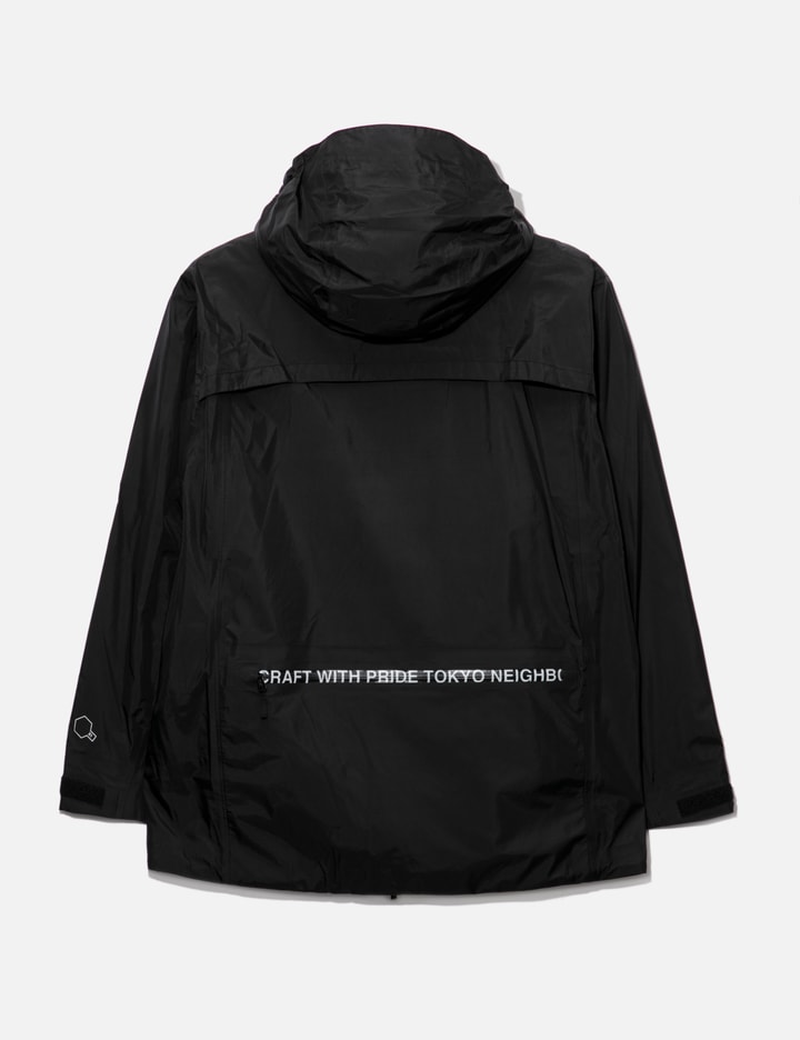 Shop Neighborhood Logo Tape Rain Jacket In Black