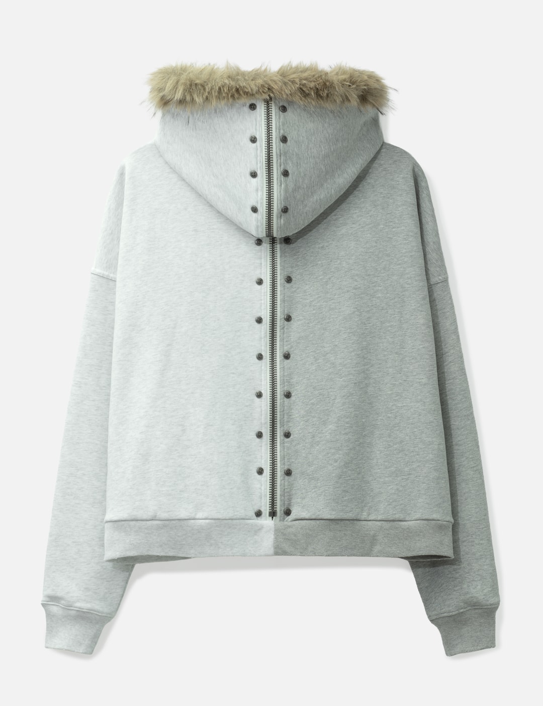 "Nyra" Two-Toned Zip-Up Hoodie With Detachable Fur Trim Hood view 13