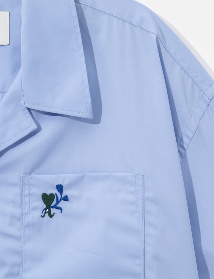 Ami Boxy Cotton Short-Sleeve Shirt With Ami De Coeur Tulip