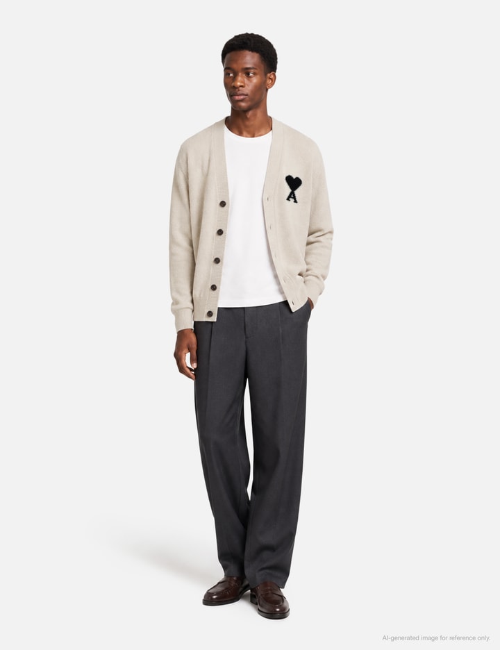 Ami Wool Cardigan With Ami De Coeur