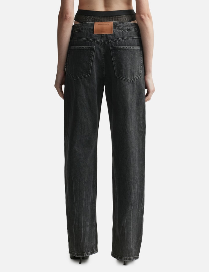 Pre-Styled Straight-Leg Slit-hem Jeans Placeholder Image