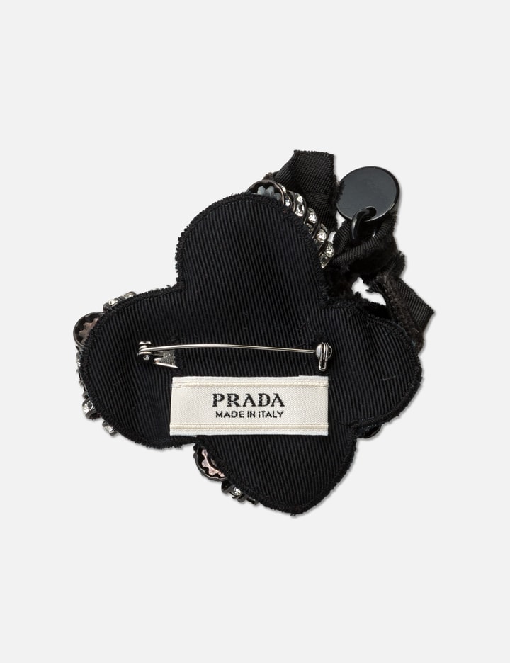 Shop Prada Jewellery Floral Brooch In Black
