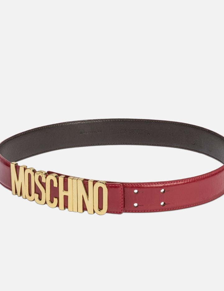 Shop Moschino Leather Belt In Red