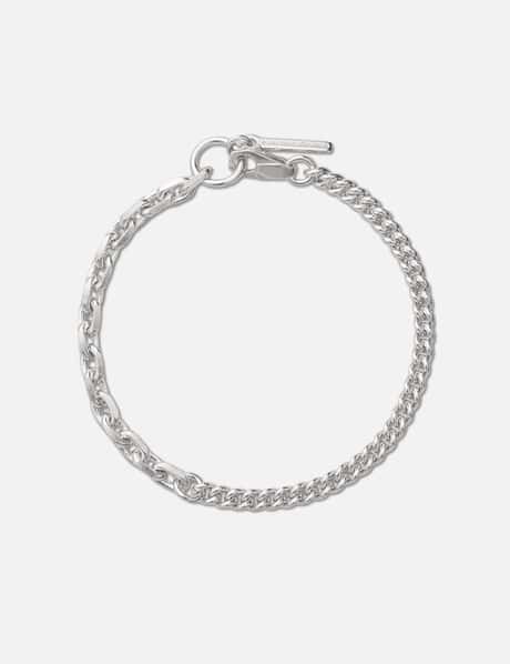 MIDNIGHT FACTORY Curb Chain with Cable Silver Chain Bracelet