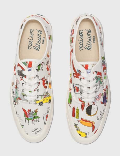 Maison Kitsuné Oly All-Over Print Laced Sneakers HBX