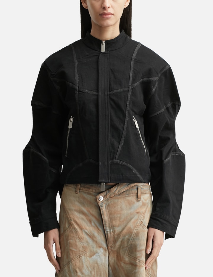 Padded Zipped Denim Jacket Placeholder Image