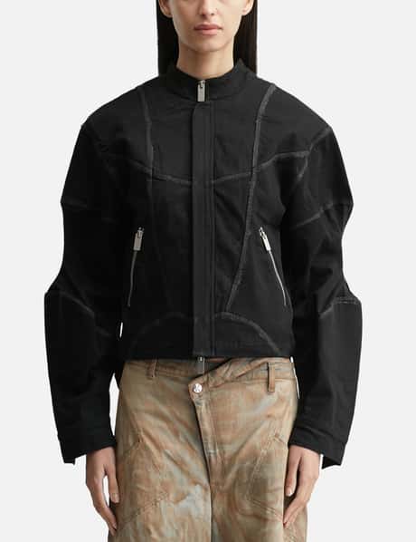 GOLDIE Padded Zipped Denim Jacket