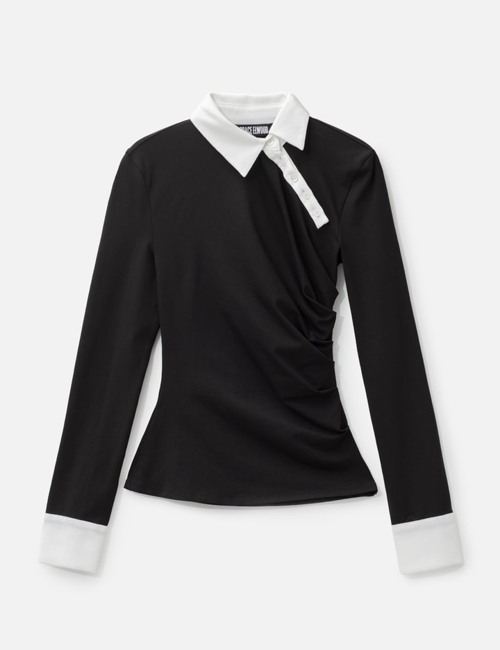 GRACE ELWOOD Twisted Collar Draped Jersey