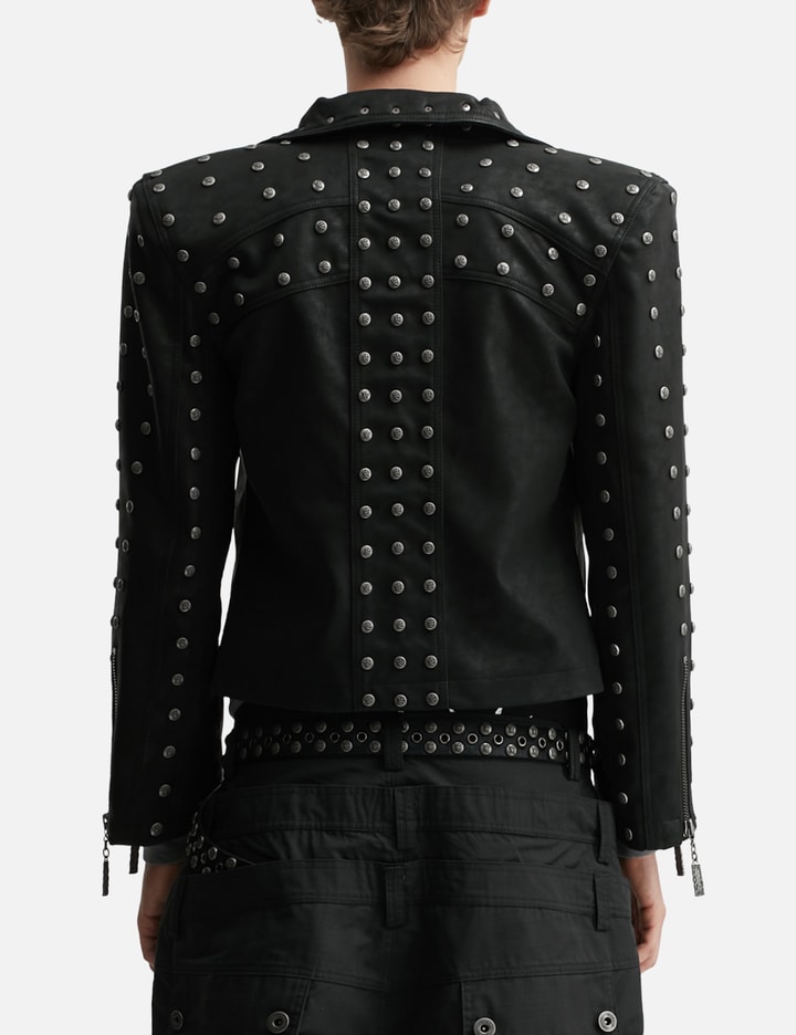 Thought We Friends Chan Studded PU Leather Jacket With Shoulder Pads