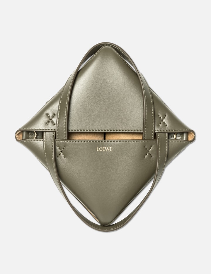 Loewe Mini Puzzle Fold Tote In Shiny Calfskin In Green