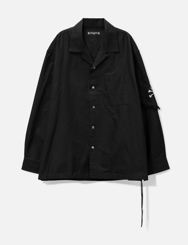 Mastermind Japan Bandana Open Collar Long Sleeve Shirt In Black
