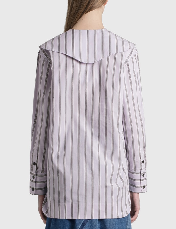 V Neck Stripe Cotton Poplin Shirt Placeholder Image