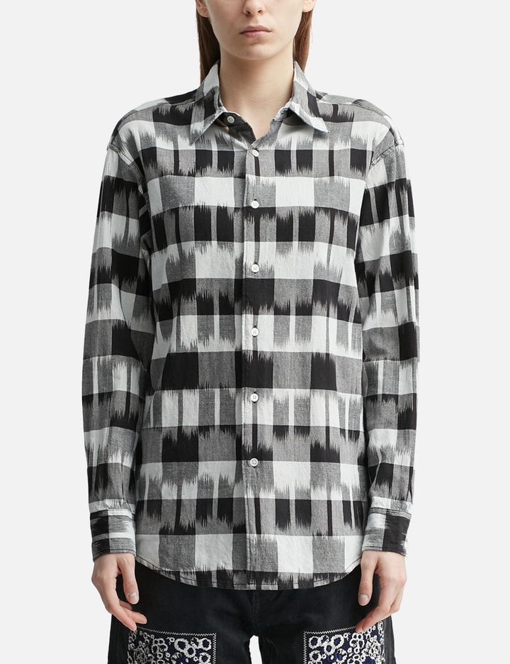 NÒMARHYTHM TEXTILE Ikat Check Regular Collar Shirt