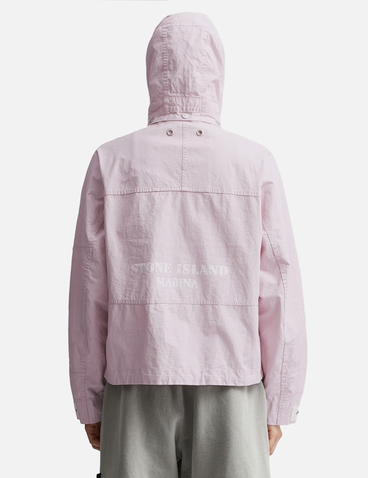 Shop Stone Island Marina_raw Plated Linen Hooded Blouson In Pink