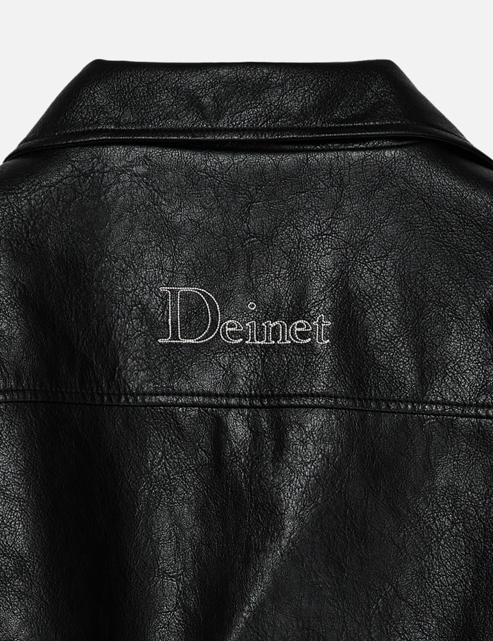 Deinet Faux Leather Bomber Jacket In Black
